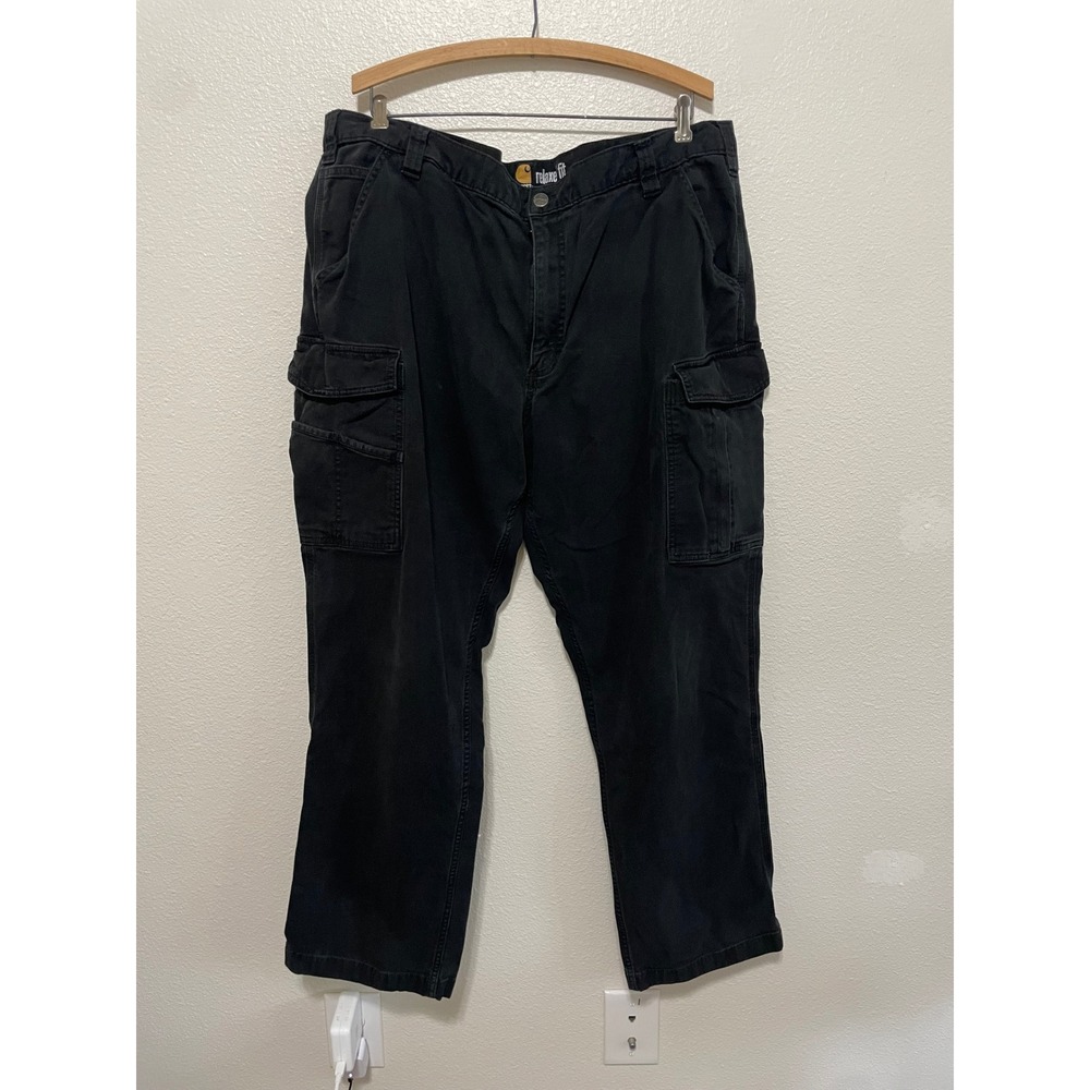 Carhartt Cargo Pants Mens 42x32 Black Relaxed Fit Canvas Workwear EUC
